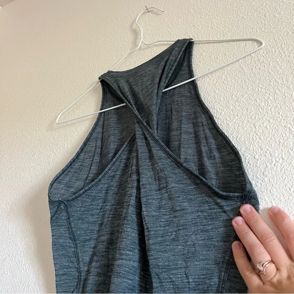 Lululemon Tank Top Uniform Blue Teal Heathered Green Criss Cross Back Size Small